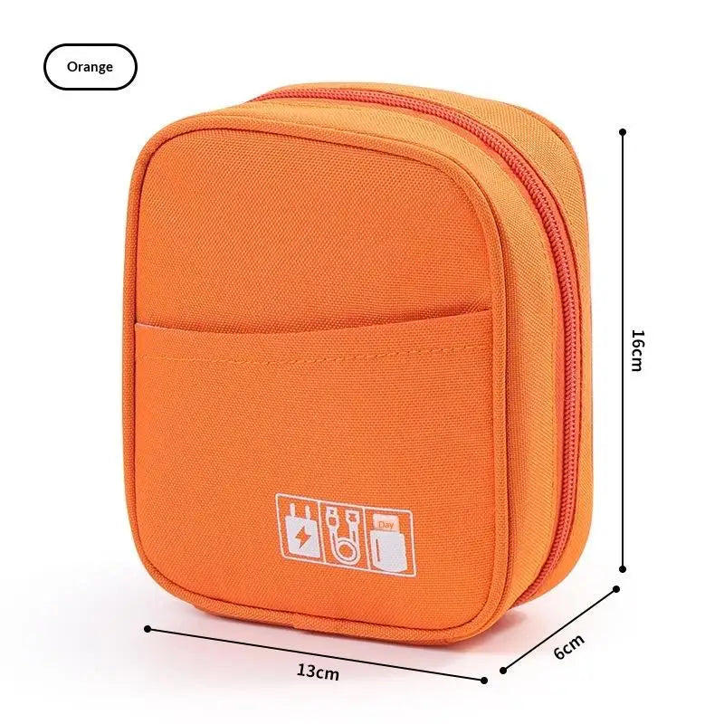 Waterproof USB Cable Organizer Bag Portable Digital Accessories Qme Orange