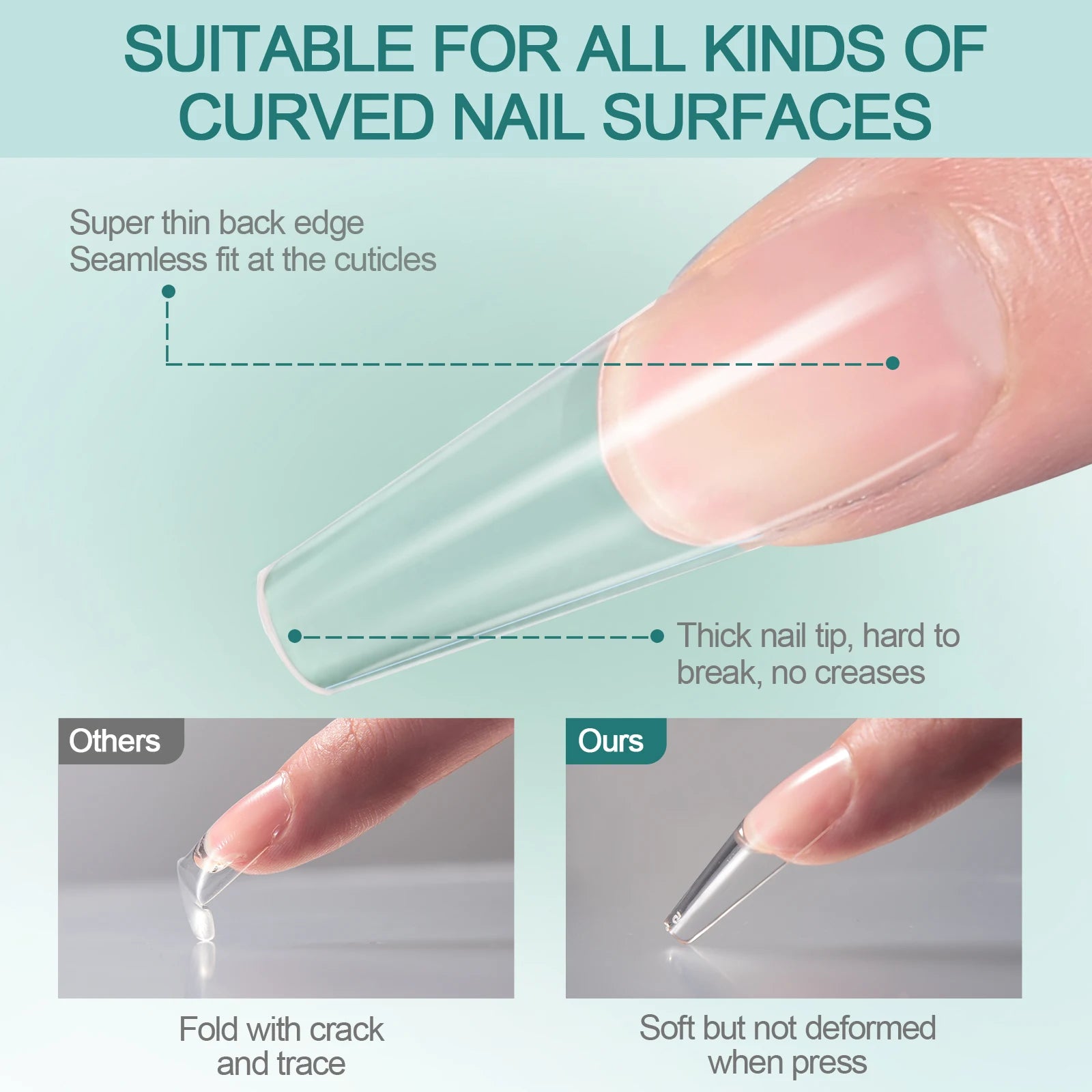 Nailpop Soft Gel Tips Nails Acrylic Material Medium Almond Coffin Qme