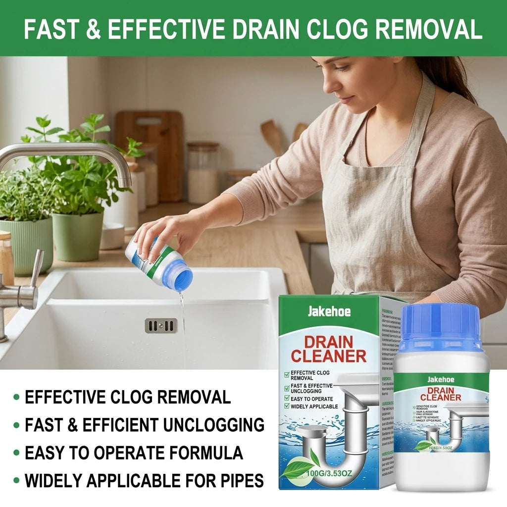 Drain Cleaning Powder Dissolves Food Grease Residue Remove Blockage Eliminate Odors Fast-Acting Multipurpose Sink Dredge Agent Qme