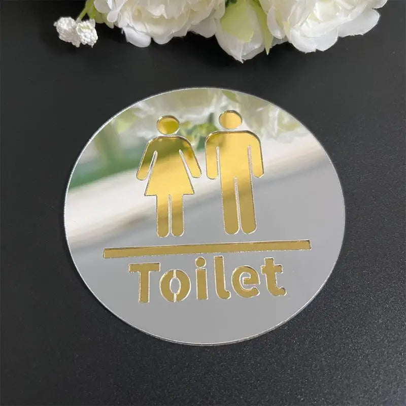3.94-inch Acrylic Toilet Sign For Men And Women, Bathroom Identification, Round And Square Toilet Mirror Decals For Home Decor. Qme A1