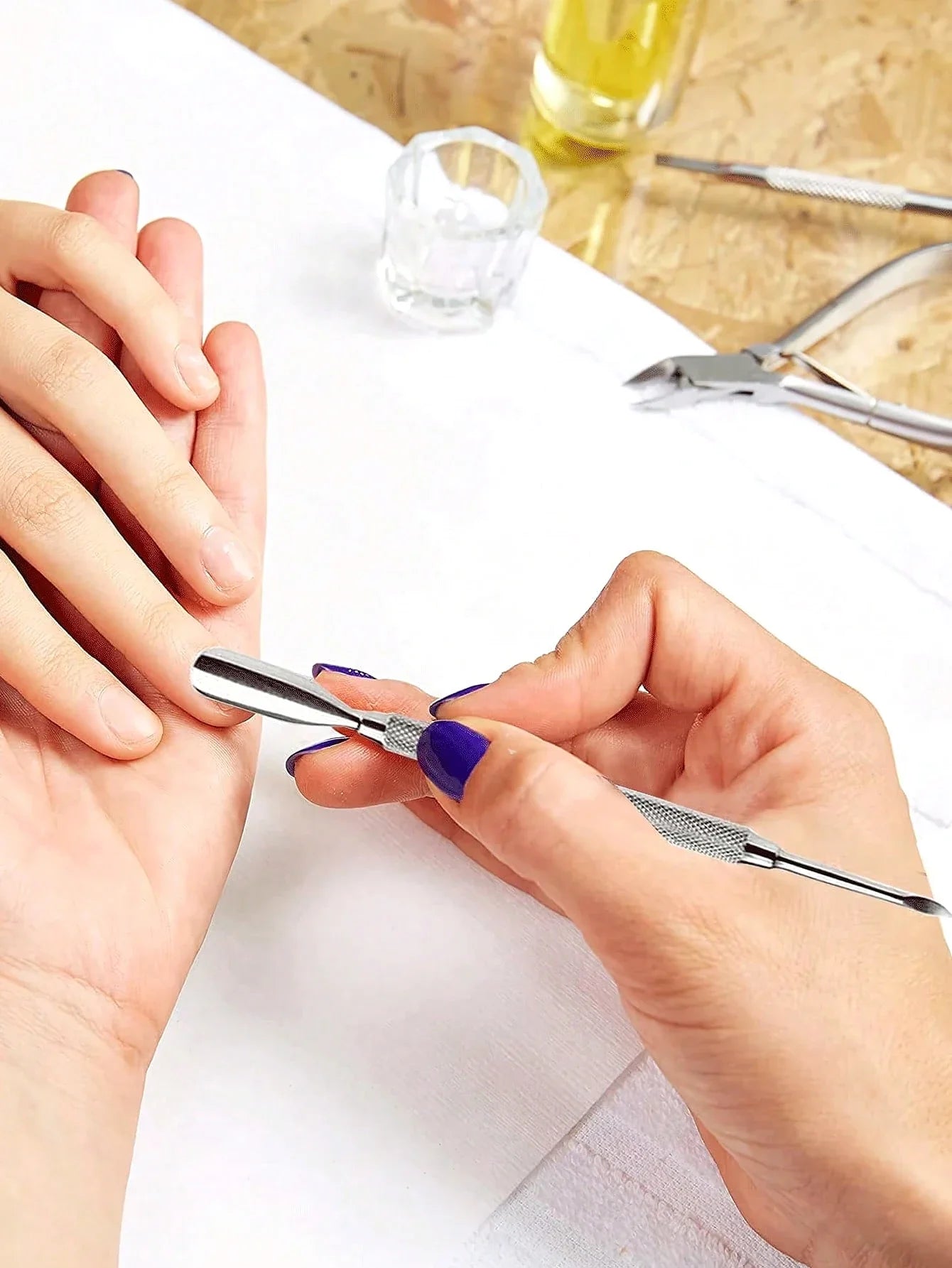 Cuticle Pusher Double Sided - Sharp Edge Spoon Shaped Dual Ended Cuticle Pusher Remover Clean Stainless Steel Manicure Pedicure Qme