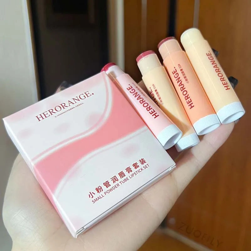 Colored Moisturizing Lip Balm Set Makeup Jelly Almond Coffee Lip Tint Nude Rose Black Tea Lipstick Primer Colorless Lip Care Qme 4pcs Set