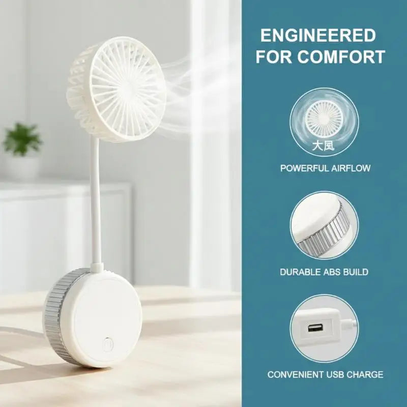 Suction Cup 360 Angle Handheld Fan Foldable Portable Rechargeable Qme