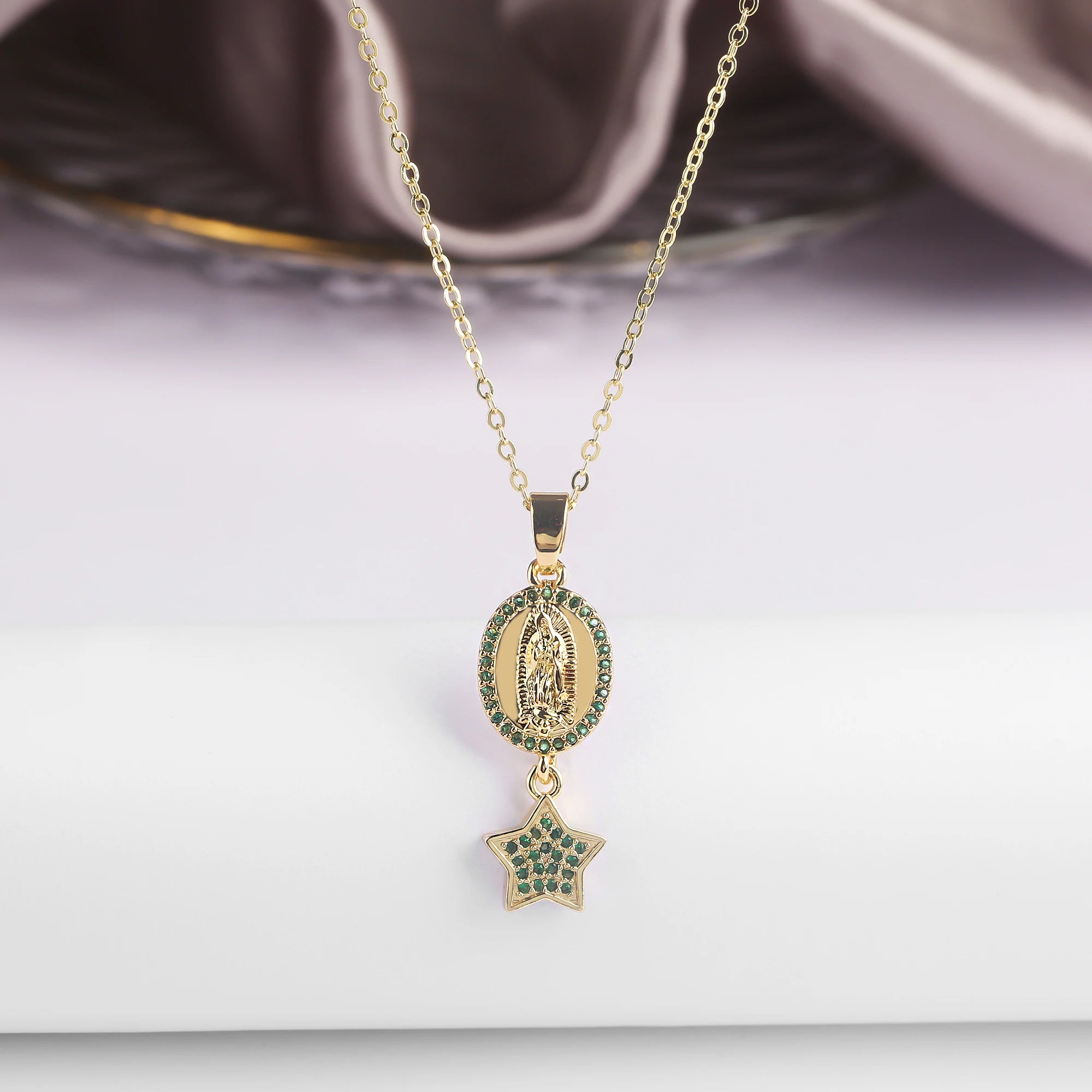 6 Design Cute Female Crystal Zircon Necklace Classic St Jude Cross