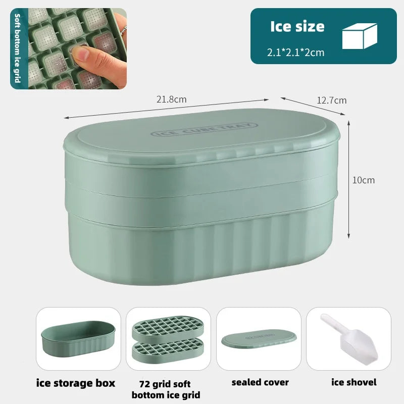 Press-type Ice Cube Mold Silicone Soft Bottom Large Capacity Ice Storage Box One Click Demolding DIY Stackable Covered Ice Maker Qme second floor