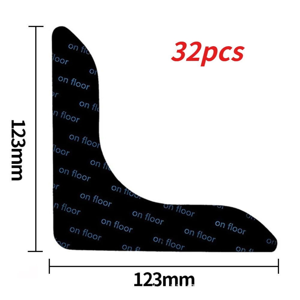 Carpet Non-slip Sticker Reusable Washable Anti-Curling Rug Gripper Corner Pad Multi Purpose Fixed Tape for Home Floor Qme 123x123mm 32pcs