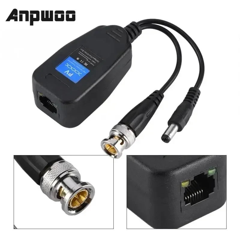 1 Pair DC-8MHZ Passive CCTV Coax BNC Video Power Balun Transceiver to RJ45 Connector Transmission Qme