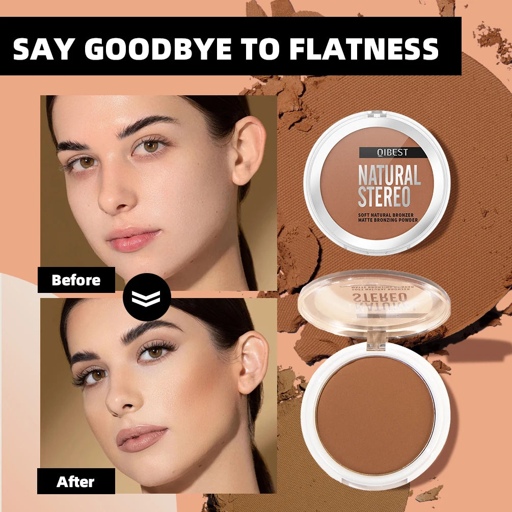 QIBEST Face Bronzer Makeup Contour Shading Powder Trimming Powder Cosmetic Face Concealer Highlighter Bronzer Palette For Women Qme