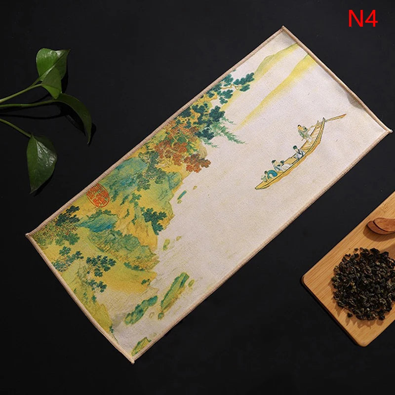 Retro Ancient Painting Tea Mat Matcha Green Powder Whisk Japanese Qme N4