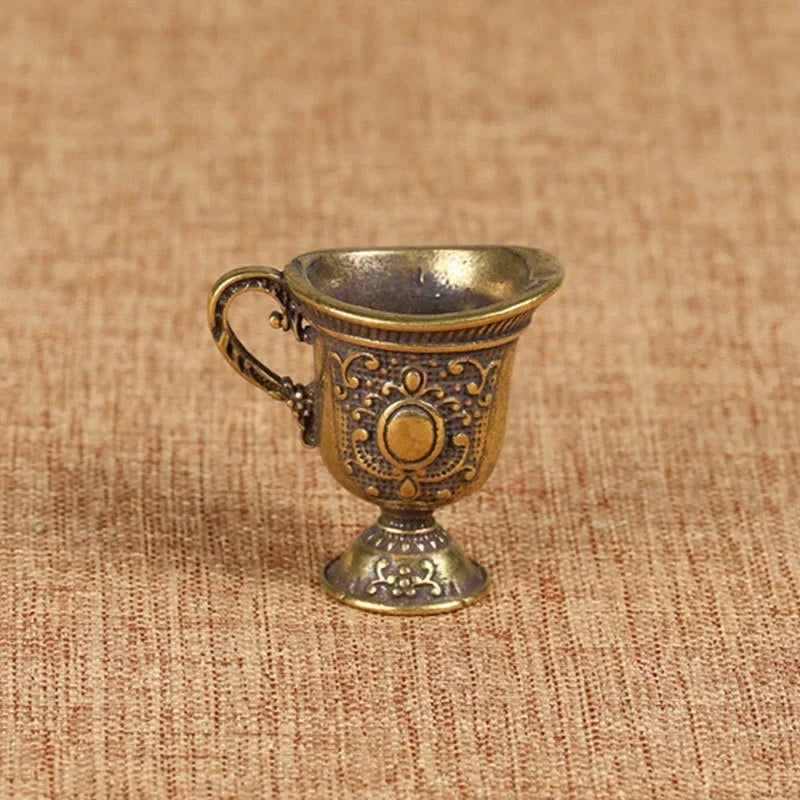 Antique Small Copperware Buddha Tea Set Mini Bucket Copper Teacup Brass Keychain Pendant Creative Home Decor Craft Gift Qme