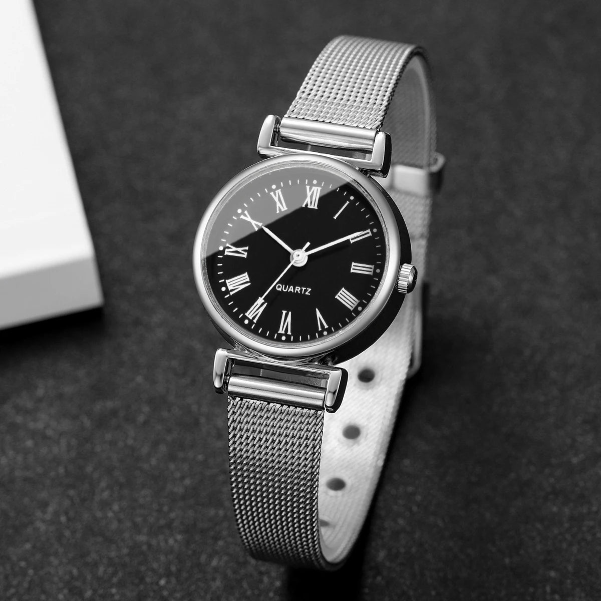1/2 pçs moda roma dial feminino relógio de quartzo casual malha banda senhoras relógios de pulso reloj mujer (sem caixa) Qme
