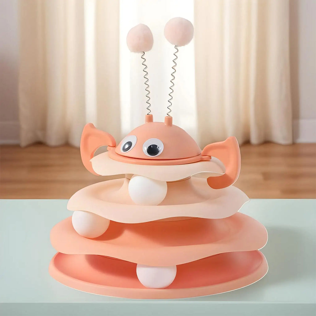 Interactive Cat Toy Cute Turntable Tower With Balls Self Play Cat Toys Indoor Games For Kitten Enrichment Stimulation Exercise Qme