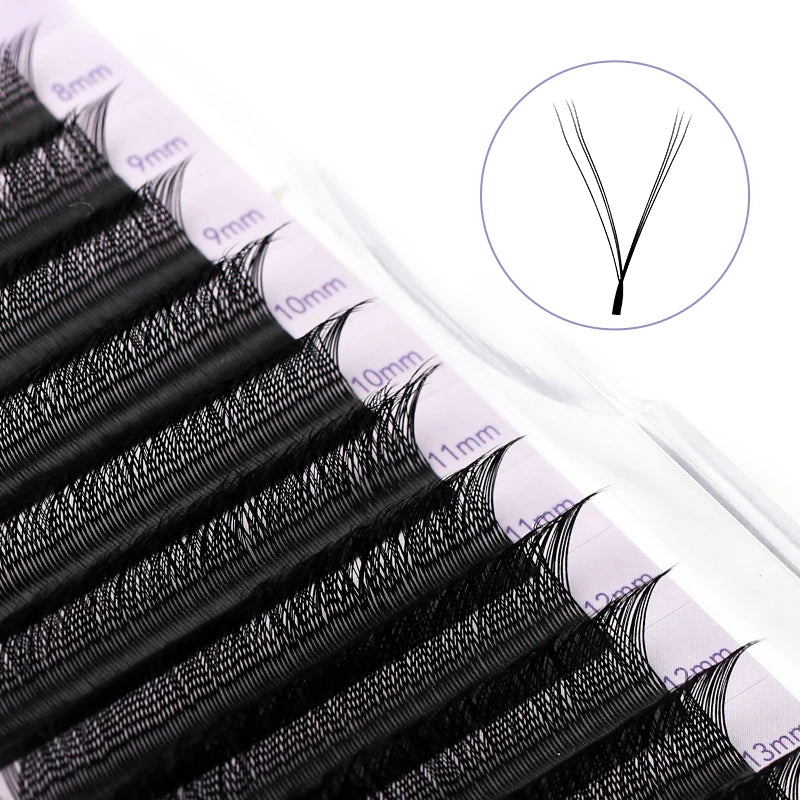 NATUHANA YY Shape Eyelashes Extension Two Tip Lashes C D Curl Ombre Qme 3-Tip YY LU 0.07mm|8-14mix