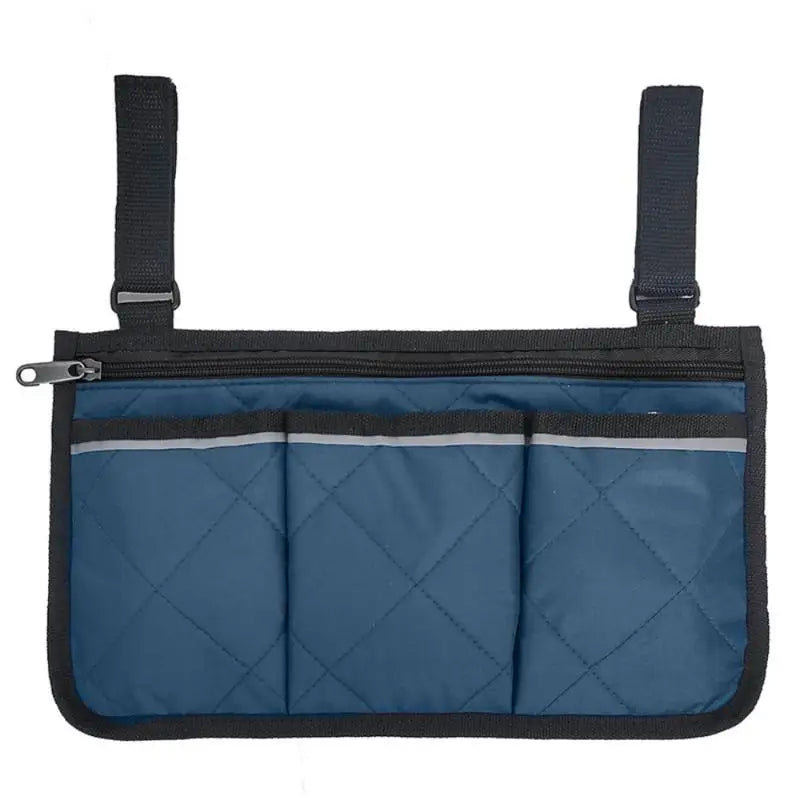 5 Colors Armrest Storage Bag for Wheelchair, Multi-Pocket Side Organizer with Zipper, Stylish & Practical Qme Blue