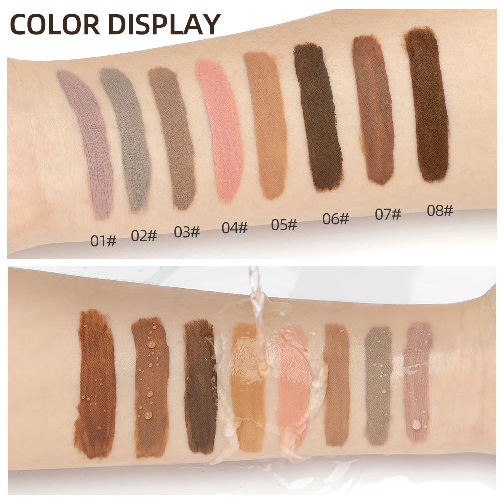 QIBEST 8 Colors Matte Liquid Eyeshadow Set Waterproof Long Lasting Eye Shadow Nude Brown Eye Pigment Makeup For Women Contouring Qme