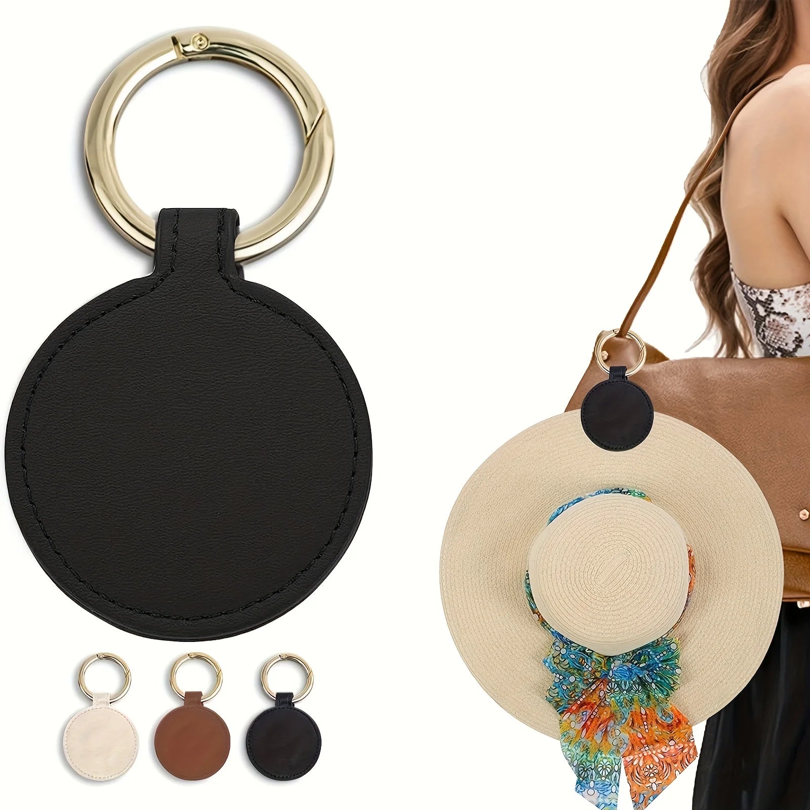 1PC Magnetic Hat Clip On Bag Hat Holder For Handbag Backpack Luggage PU Leather Hat Keeper Clip Travel Bag Accessories Qme Black