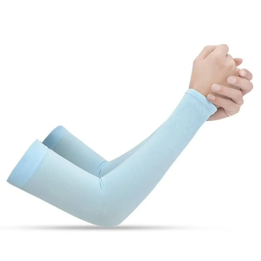 2Pcs Arm Sleeves Warmers Sports Sleeve Sun UV Protection Hand Cover Cooling Warmer Running Fishing Cycling Summer Cooling Qme BU opp bag(no finger)