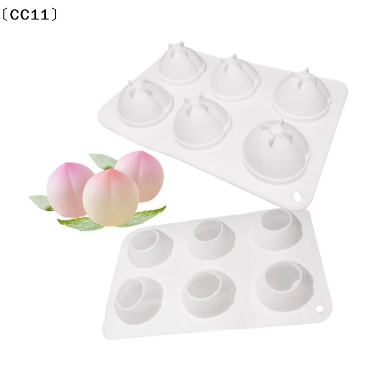 6 Cavity Peach Silicone Cake Baking Mold Chocolate Mousse Ice Cream Qme Default Title