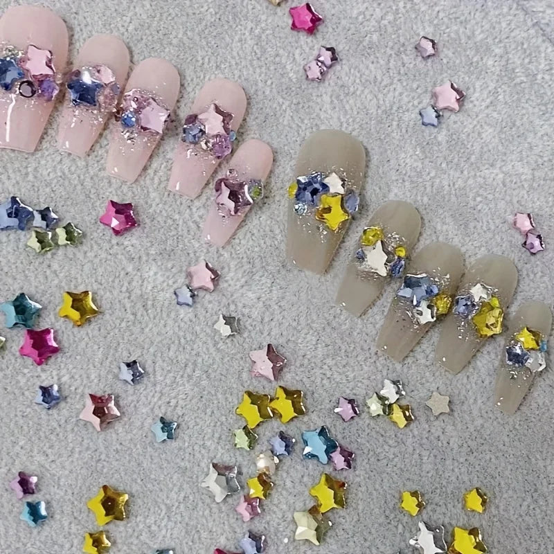 Colorful Little Star Flatback Rhinestones Crystal Nail Charms Art Qme