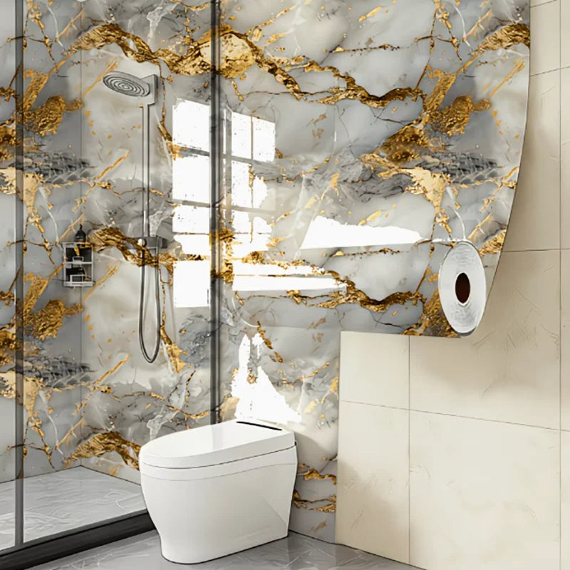 Modern Light Marble Kitchen Oil Proof Wall Sticker Anti Oil Waterproof Heat Resistant Self Adhesive Cabinet Film Qme