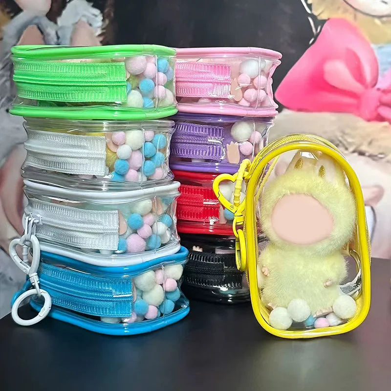 Suitable for 10cm stretch cloth and plush toy protective cover, with transparent strap hanging PVC display bag Qme
