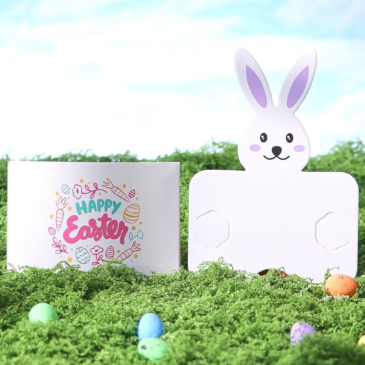 5-Piece Set of Colorful Easter Bunny Pattern Greeting Cards, Holiday Party Favors, Easter Decorations, Easter Gifts, Easter Centerpieces, Home Decor, Table Decorations, Easter Party Supplies, Spring Party Decorations, Spring Qme