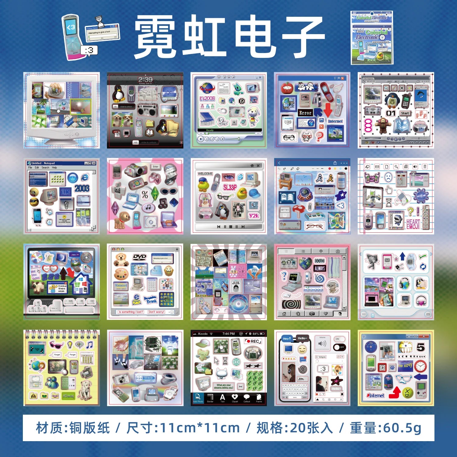 Colorful Market Theme Die-Cut Stickers Book 20 Pcs for DIY Decorative Scrapbook Phone Case Collage Aesthetic Stationery Stickers Qme B