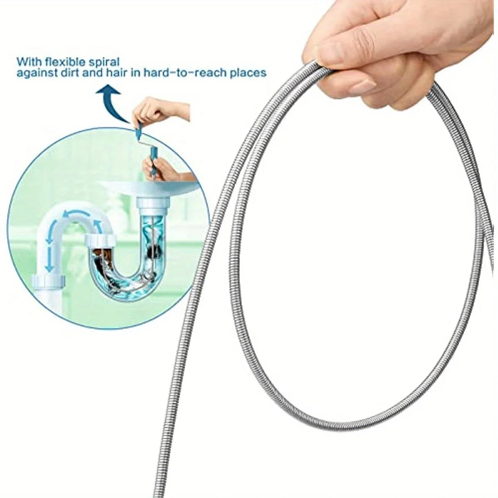 One Set Of 1pc Flexible Pipe Cleaning Shafts - Spiral Drain With Cleaning Hook Qme