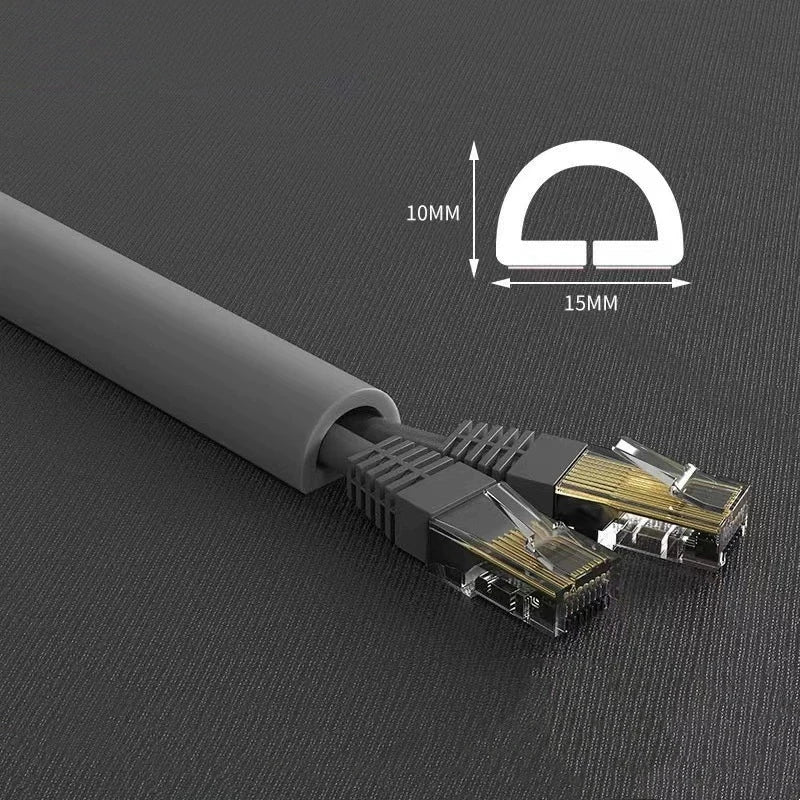 Arc Floor Cable Protector Invisible Flexible Cable Tray PVC Self-adhesive Anti-Step Protector Wire Organizer Home Decoration Qme grey-A 1m