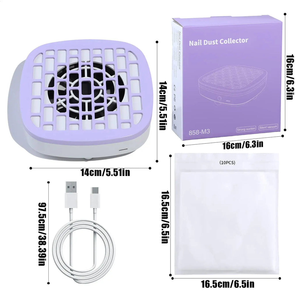 Nail Vacuum Dust Collector Low Noise Nail Fan Dust Collector Powerful Suction Cleaner Manicure Tools for Beginner Home Salon Qme