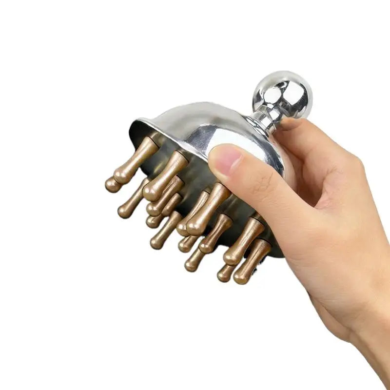 Stainless Steel Brass Meridian Scalp Massage Comb No Pull Detangler Qme