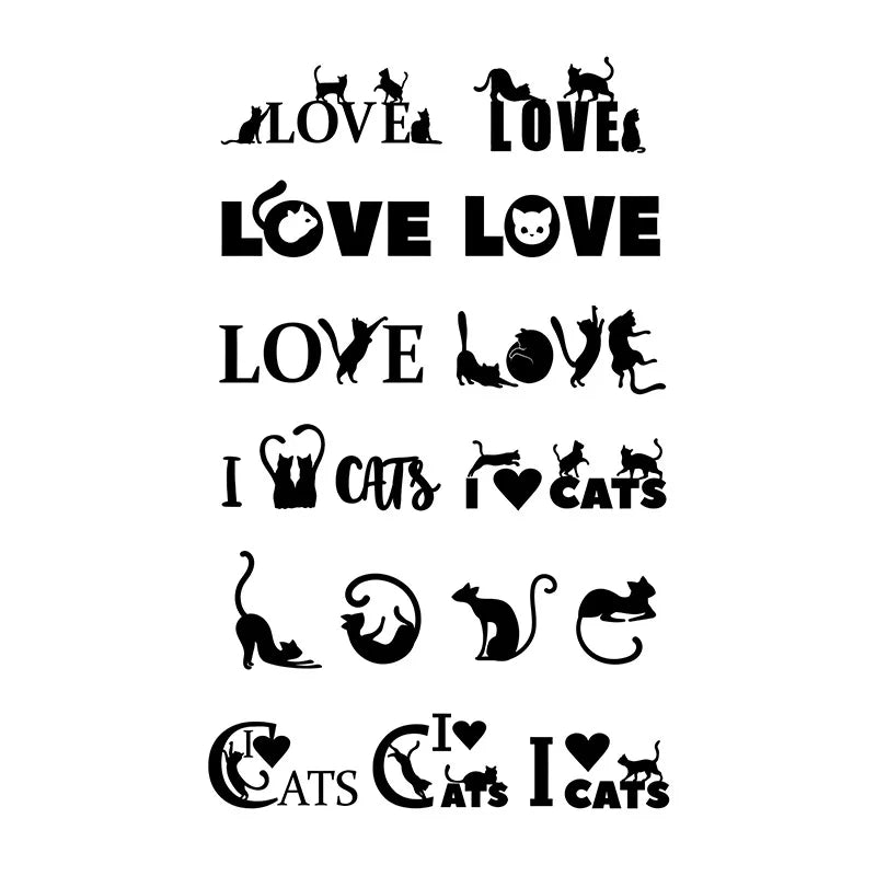I Love Cat Temporary Tattoo, Herbal Juice Semi-Permanent Waterproof, Small Sexy Realistic Fake Arm Tattoo Qme
