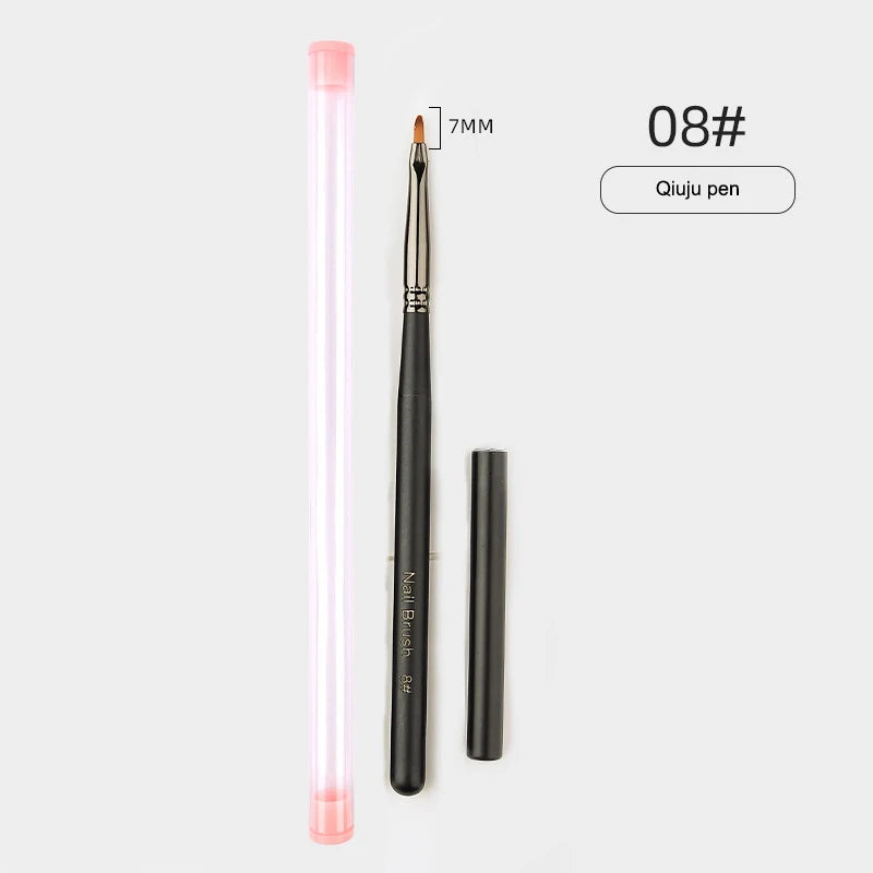Wooden Handle Nail Drawing Brushes Manicure Lines Painting Gradient Qme A8