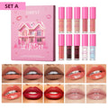 QIBEST Lips Makeup Set Matte Velvet Liquid Lipstick Lip Gloss Non-Sticky Lip Oil Glaze Moisturizing Lip Balm Tint Cosmetics Kits Qme Set A