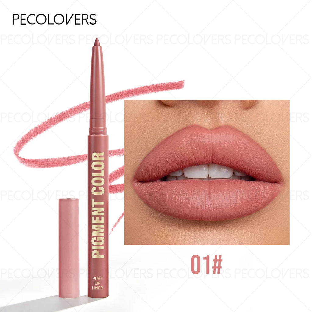 Matte Lip Liner Pencil, Waterproof Sweatproof Long-Lasting, Smooth Pigmented, Twist-Up, for Lip Shaping, Beginner-Friendly Qme 01