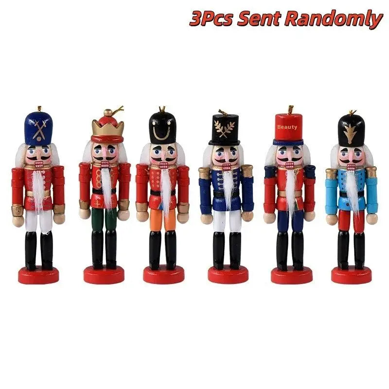 1/3/6Pcs Desktop Decor 12cm Miniatures Nutcracker Puppet Ornaments Cartoon Walnuts Soldiers Band Doll Pendant Christmas Gift Qme A2
