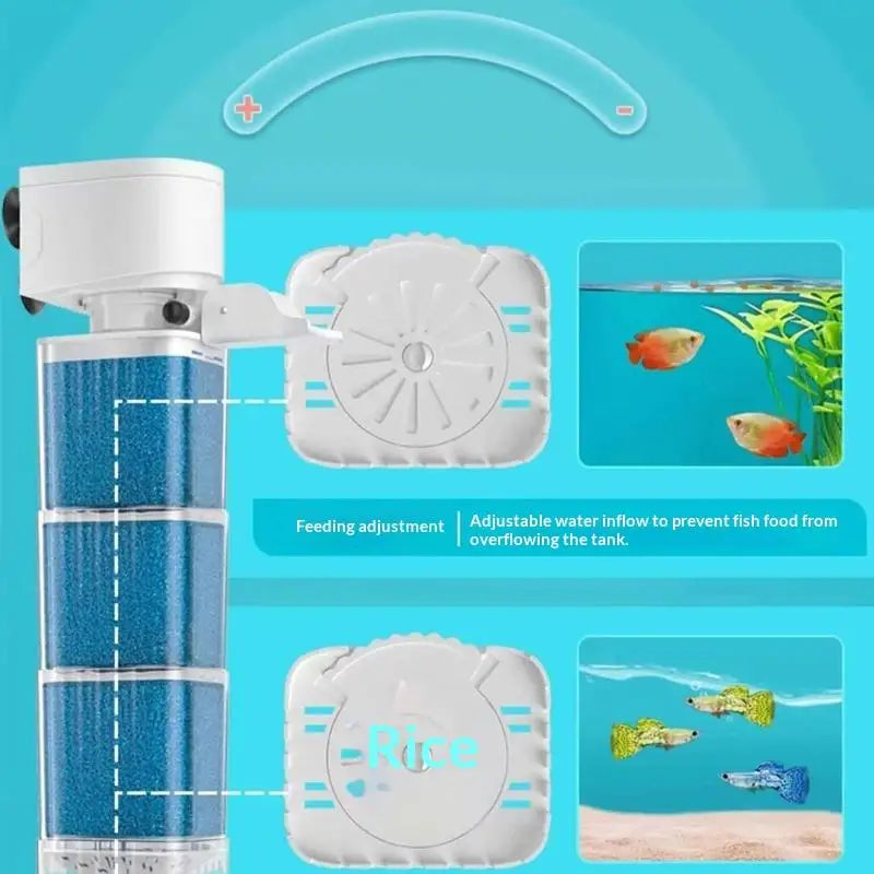 220V 6 In1 Aquarium Filter Pump Fish Tank Submersible Silent Air Qme