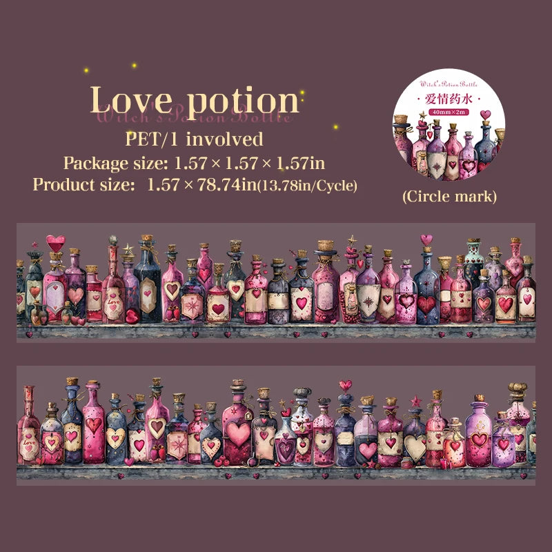 4cm*2m Gothic witch's potion bottle PET Tapes DIY Scrapbooking Stickers Masking Tape Collage Journal Creative Stationery Tapes Qme A