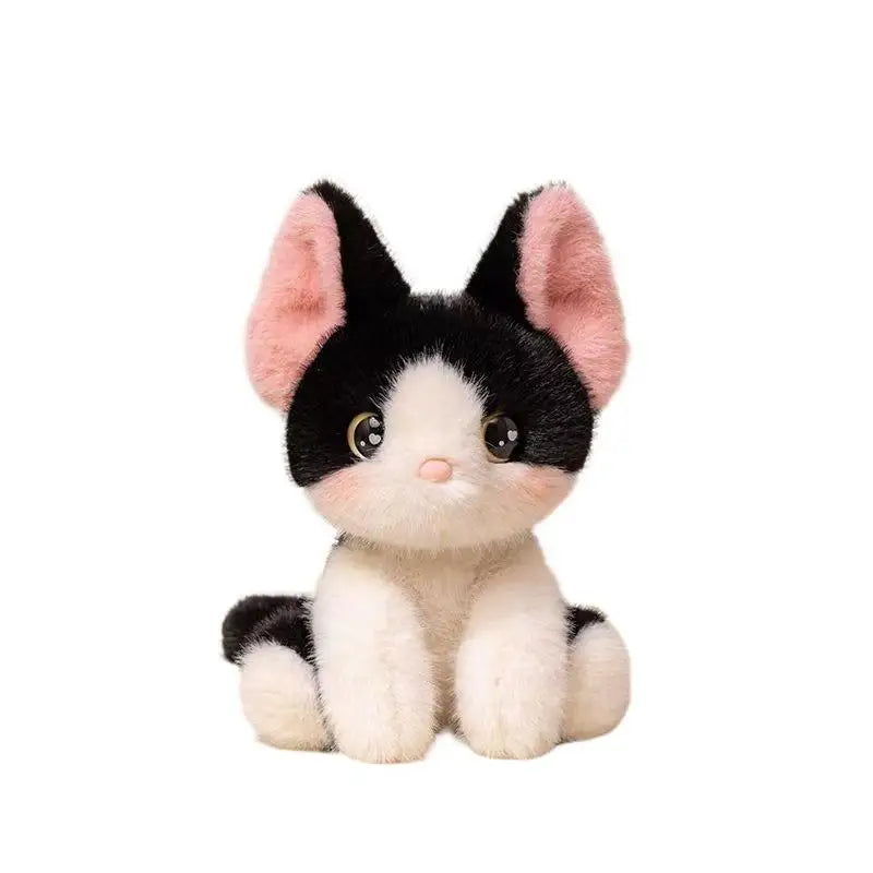 Kawaii Cat Plush Doll Devon Rex Siamese Cat Plush Toy Cute Decoration Accompany Sleep Toy Kids Birthday Gift Qme Black