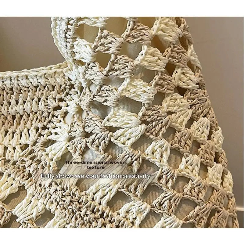 Women's Woven Straw Shoulder Tote: Medium with Handle - Large Capacity Vacation Handbag for Summer Shopping & Travel Qme