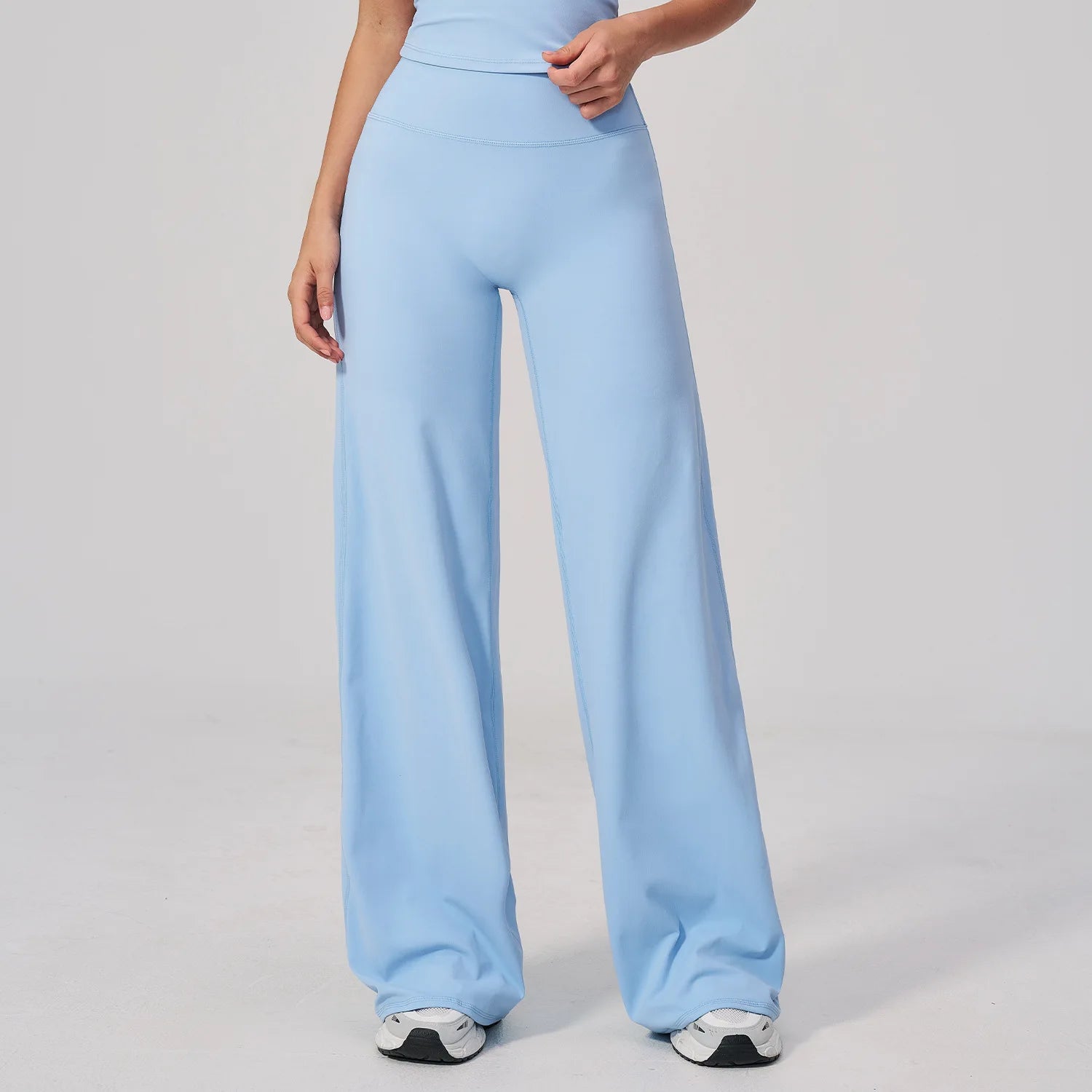 A New Autumn Winter High Waist Wide Leg Sports Pants, Naked Hip Lifting Loose Fitness Sweatpants For Outdoor Daily Leisure Qme clear blue S