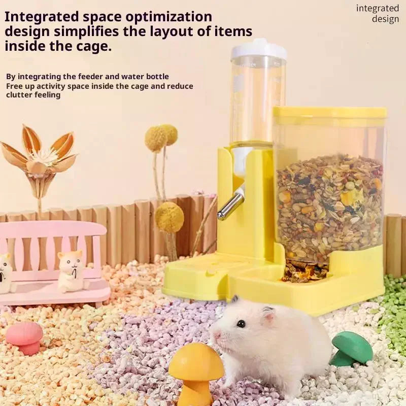Hamster Waterer And Feeder 2In1 Hamster Water Bottle Large Capacity Leakproof Automatic Feeder Food Water Dispenser Supplies Qme