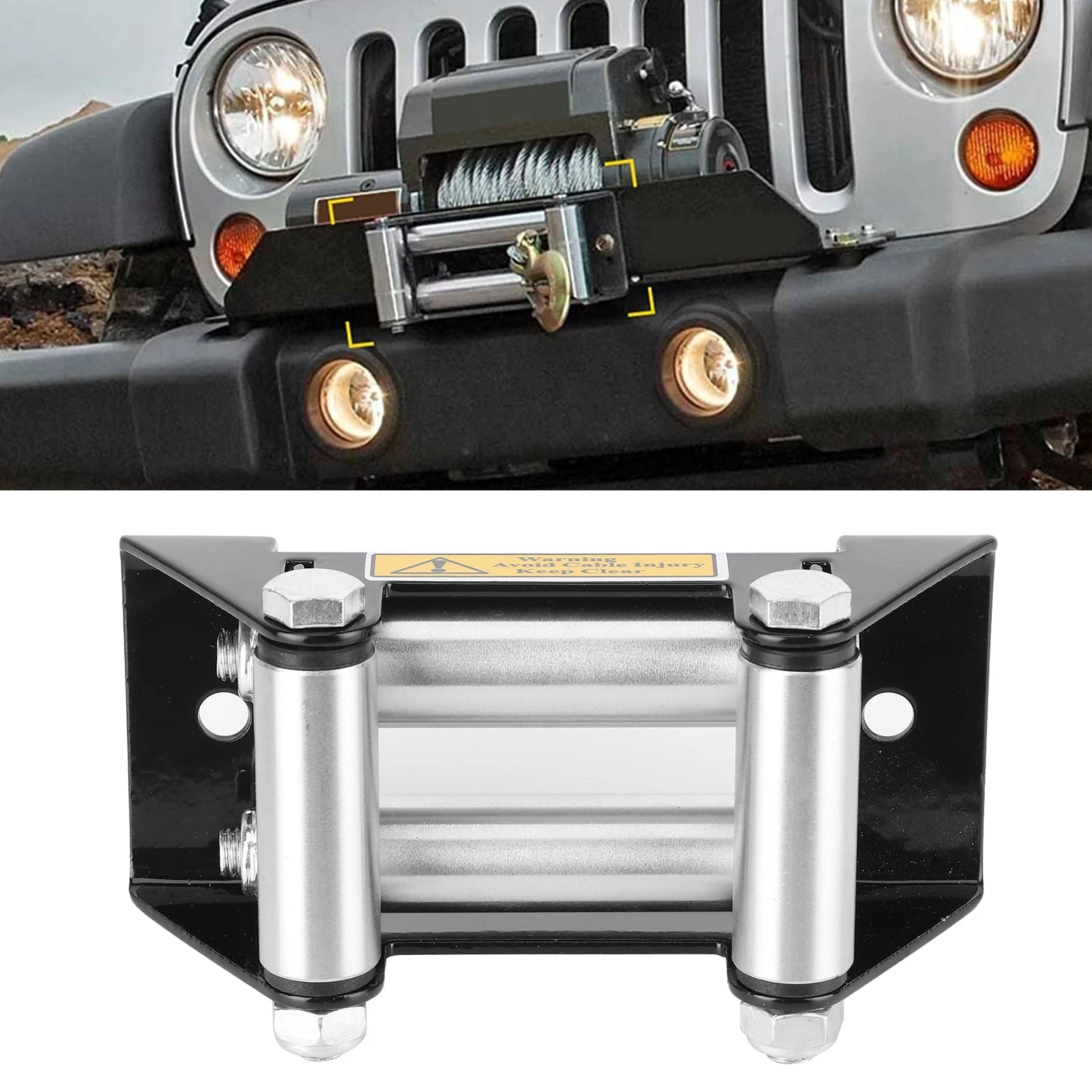 Heavy Duty Fairlead Winch Roller Fairlead Side by Side Winch Cable Roller Fairlead Heavy Duty 125mm/5in Hole Diatance Qme