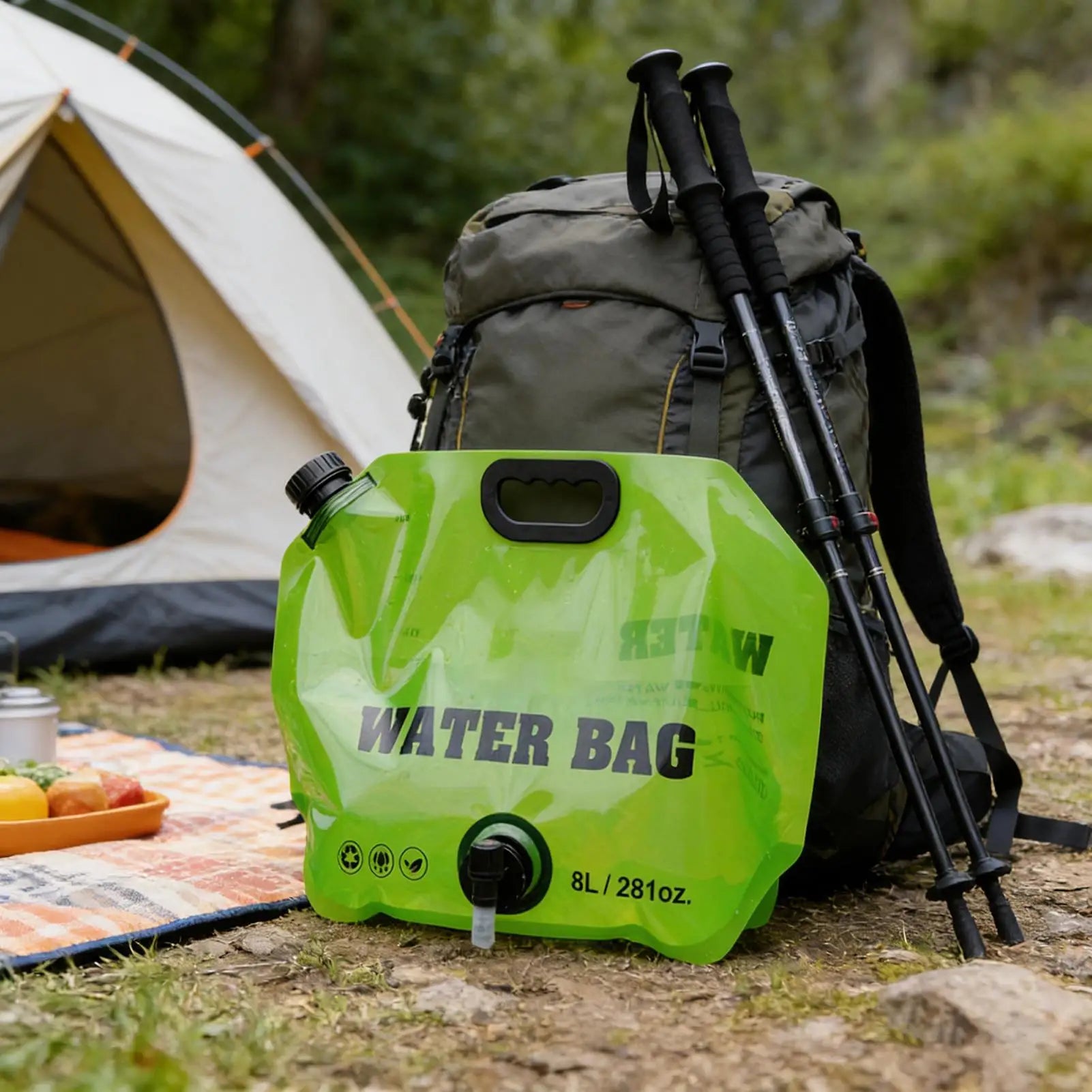 Water Container for Camping 8L Portable Reusable with Spigot Food Grade Water Storage Containers for Outdoor Hiking Backpacking Qme