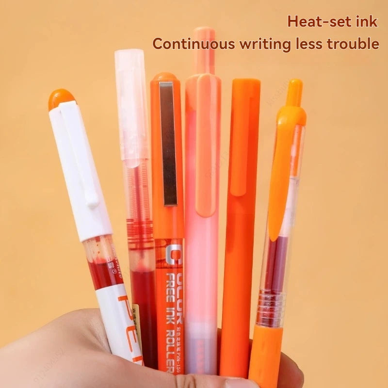 6pcs/set High Quality Gel Pen Straight Liquid Gel Pen Ballpoint Pen for School Office Stationery Kawaii Cute Qme