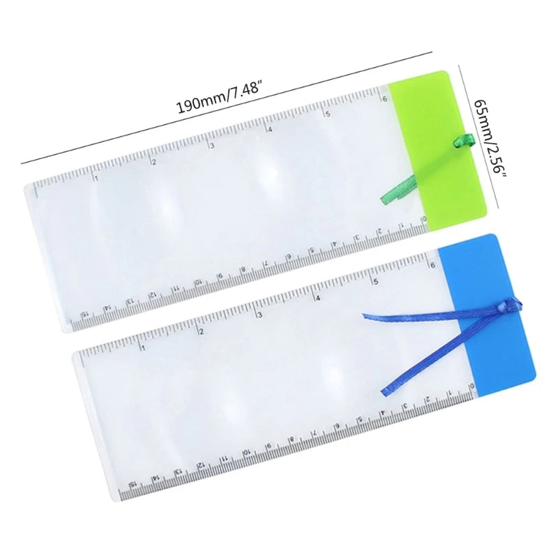 Portable Hand Held Ruler Magnifier Bar Measuring Scale Acrylic Qme