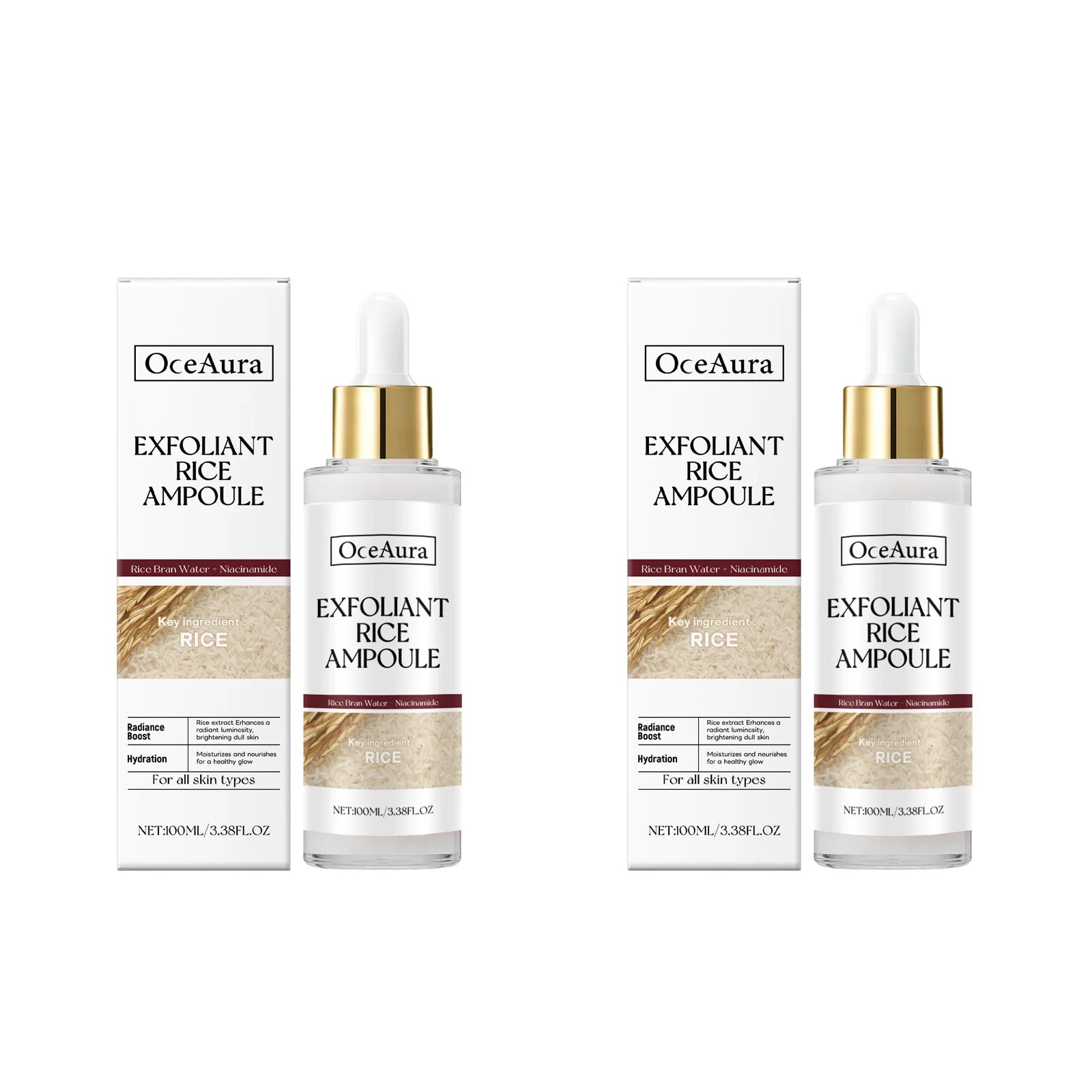 Rice Exfoliating Essence Dead Skin Removal Brightening Oil Control Moisturizing Improve Roughness Soft Skin Smooth Exfoliating Qme 2 x 100ml Boxed