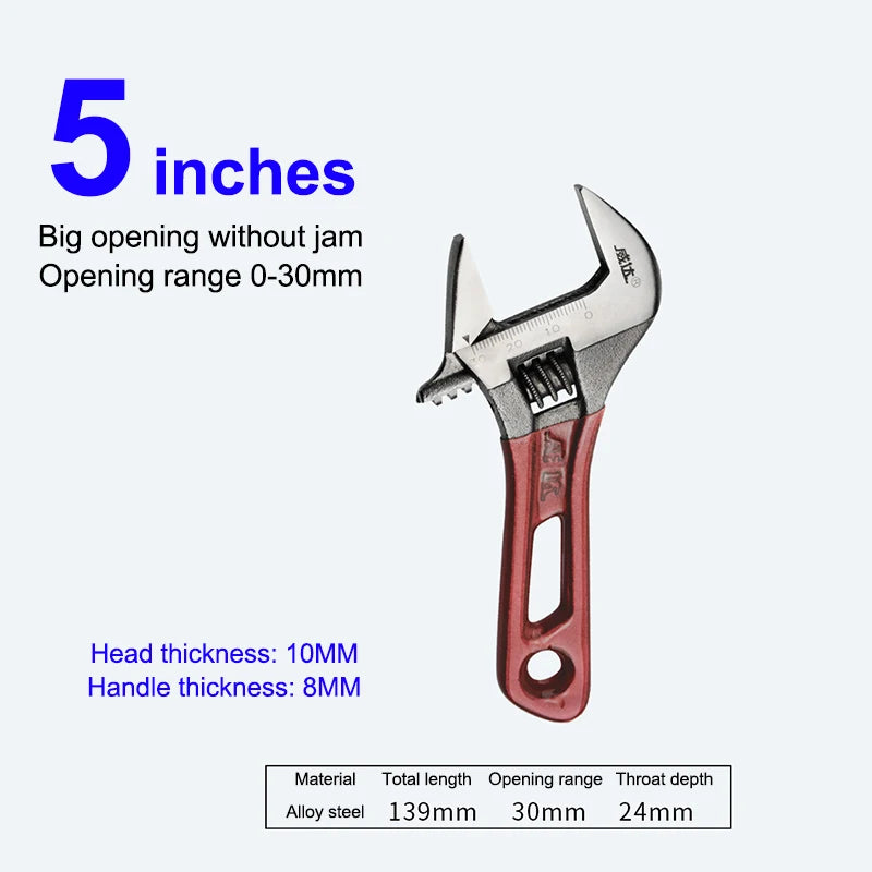 4/5/6/8 Inch Short Handle Adjustable Wrench Portable Mini Large Opening Monkey Spanner Household Wrench Tools Qme A2