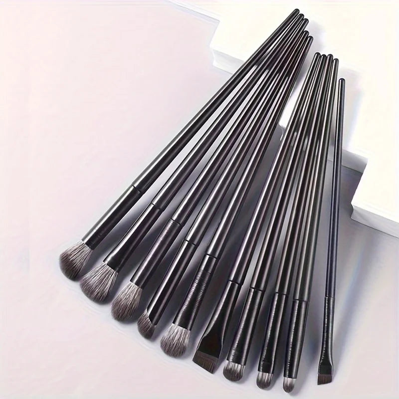Unscented All-Skin Type Oval Brush Eye Makeup Set, Nylon Bristles, Detailing Eyeshadow Brushes with ABS Plastic Handles Qme