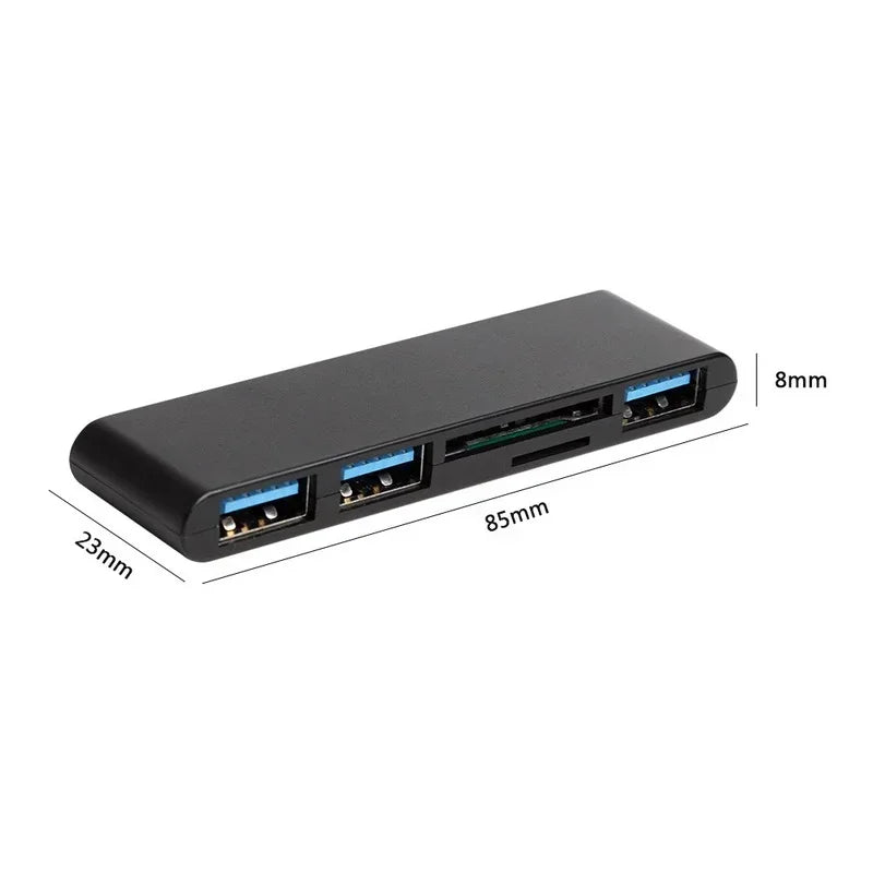 5 In 1 USB 3.0 Hub USB Splitter Converter 5Gbps SD/TF Card Reader Adapter for Macbook Pro Desktop Laptop PC Qme